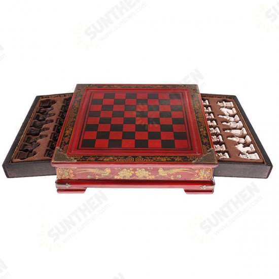 Vintage Wooden Chinese Chess Board Table Game Set Pieces Gift Toy Collectibles