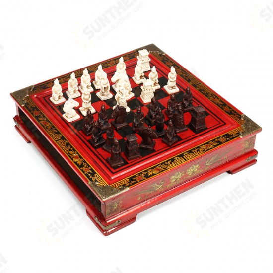 Vintage Wooden Chinese Chess Board Table Game Set Pieces Gift Toy Collectibles