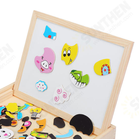 Wood Magnetic Drawing Board Animal Puzzle Toys Jigsaw Puzzle Toy Kids Early Educational Learning