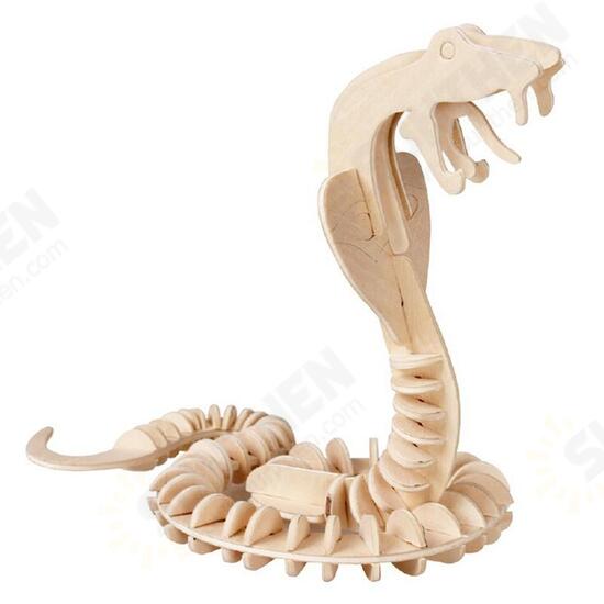 Wooden 3D Puzzle Jigsaw Dragon Snake Animal Shaped Puzzles Toy Kid's Child's Educational Toys Gift