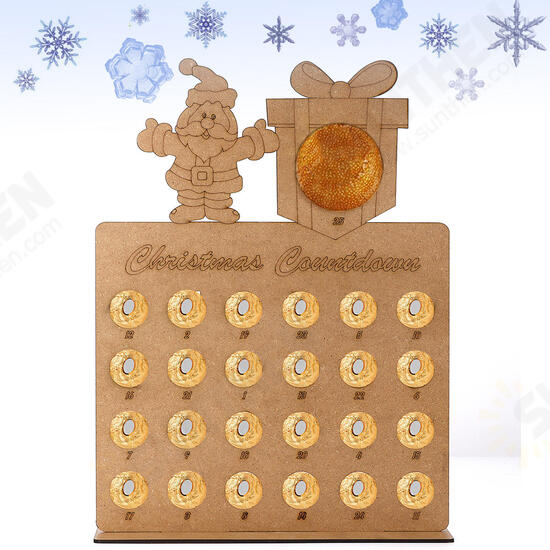 Wooden Christmas Advent Calendar Christmas Claus Decoration Fits 25 Circular Chocolates Candy Stand Rack