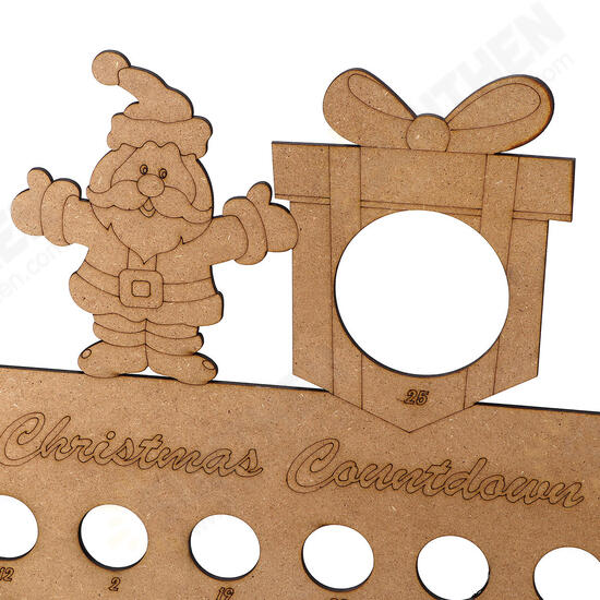 Wooden Christmas Advent Calendar Christmas Claus Decoration Fits 25 Circular Chocolates Candy Stand Rack