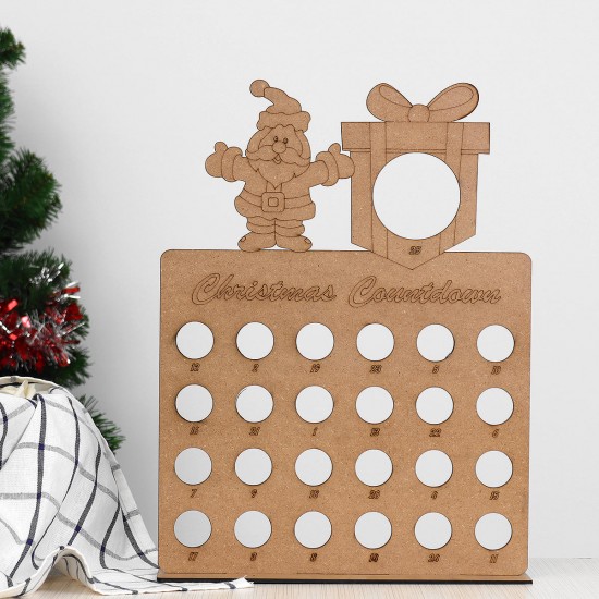 Wooden Christmas Advent Calendar Christmas Claus Decoration Fits 25 Circular Chocolates Candy Stand Rack