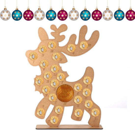 Wooden Christmas Advent Calendar Christmas Elk Decoration Fits 25 Circular Chocolates Candy Stand Rack