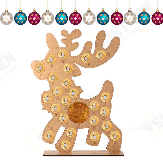 Wooden Christmas Advent Calendar Christmas Elk Decoration Fits 25 Circular Chocolates Candy Stand Rack