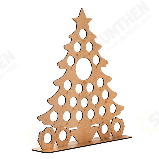 Wooden Christmas Advent Calendar Christmas Tree Decoration Fits 25 Circular Chocolates Candy Stand Rack