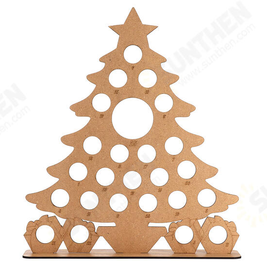 Wooden Christmas Advent Calendar Christmas Tree Decoration Fits 25 Circular Chocolates Candy Stand Rack