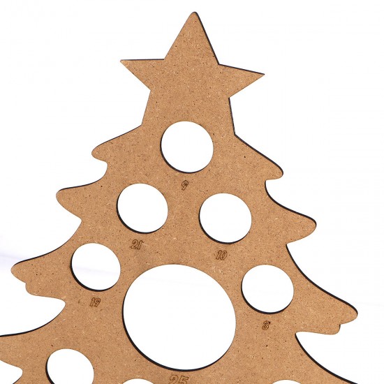 Wooden Christmas Advent Calendar Christmas Tree Decoration Fits 25 Circular Chocolates Candy Stand Rack