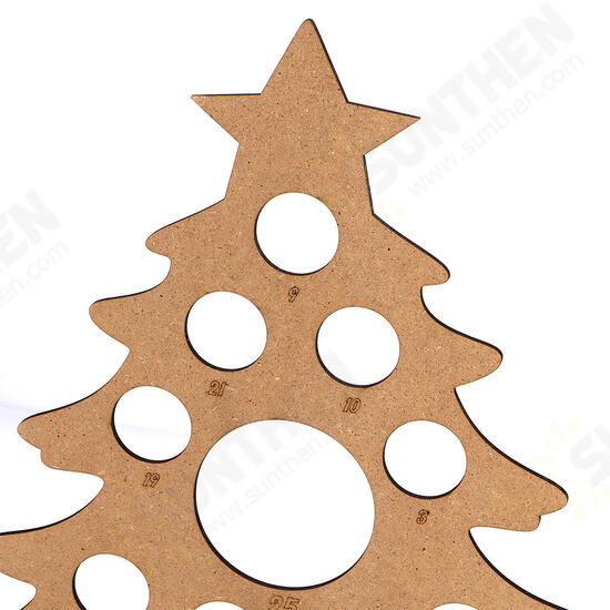 Wooden Christmas Advent Calendar Christmas Tree Decoration Fits 25 Circular Chocolates Candy Stand Rack