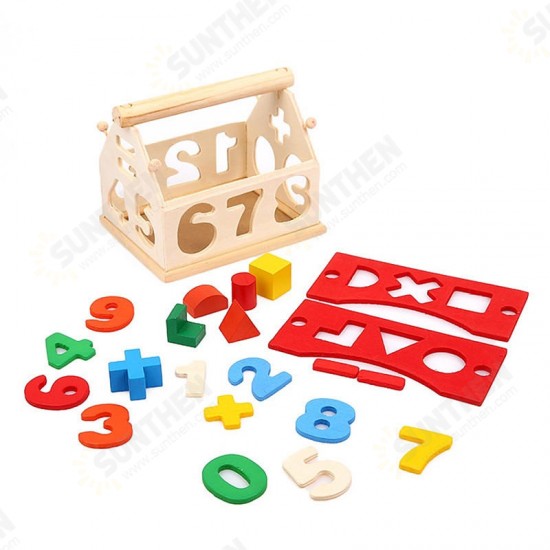 Wooden Digital House Detachable Digital Shape Matching Blocks House Kid's Child's Early Educational Toys