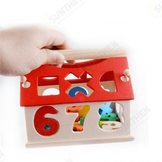 Wooden Digital House Detachable Digital Shape Matching Blocks House Kid's Child's Early Educational Toys