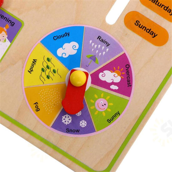 Wooden Multifunction Learning Clock Toy Alarm Calendar Cognition Educational Toys