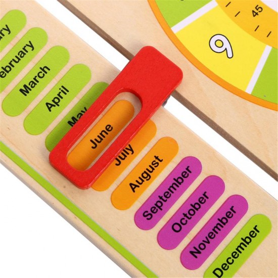 Wooden Multifunction Learning Clock Toy Alarm Calendar Cognition Educational Toys