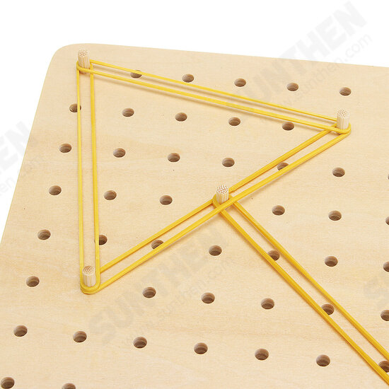 Wooden Nail Board Plate Kids Mathematics Geometry Space Educational Children Toy