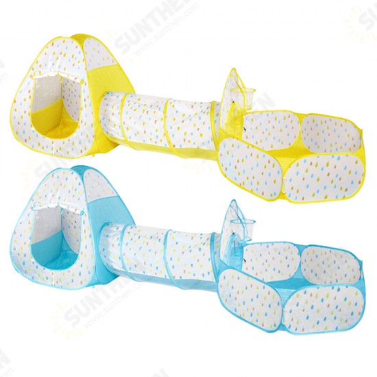 3 In 1 Yellow/Blue Play Ball Pool Crawling Tunnel Folding Tent for Children's Games