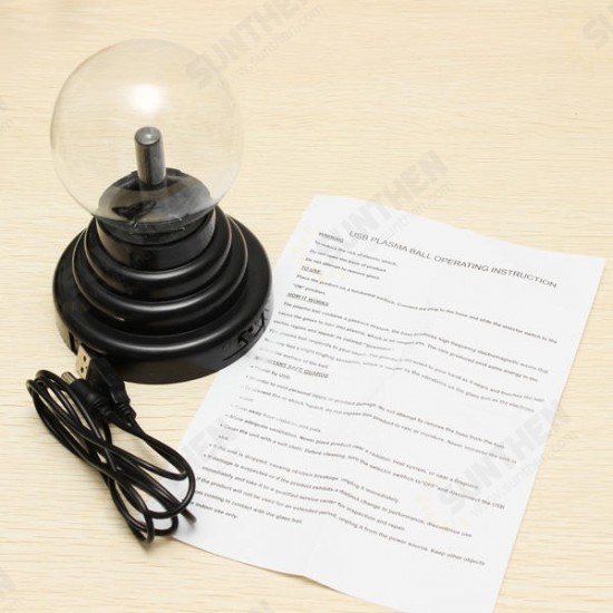 3 Inches USB Plasma Ball Sphere Lightning Light Crystal Lamp Globe Laptop