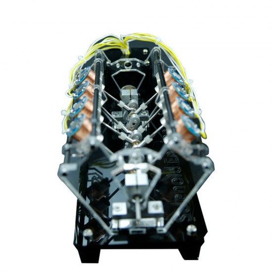 4/8/12 Coil Solenoid Engine Model High-speed Motor V-type Engine Model Toy Gift