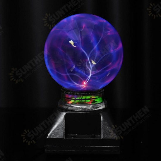 5 Inch Music Plasma Ball Sphere Light Crystal Light Magic Desk Lamp Novelty Bule Light Home Decor