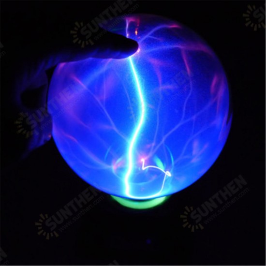 5 Inch Music Plasma Ball Sphere Light Crystal Light Magic Desk Lamp Novelty Bule Light Home Decor