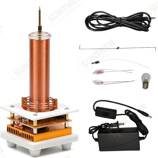 Music Tesla Coil Plasma Speaker Loudspeaker DC 24V 3A Wireless Transmission Sound Solid Power Kit With Acrylic Shell EU/US Power Plug