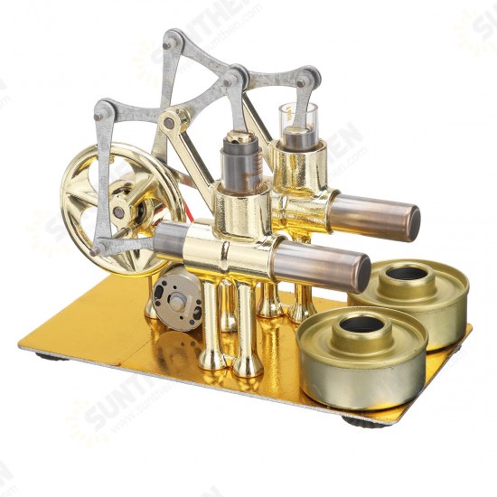 Mini Hot Air Stirling Engine Generator Double Cylinder Engine Model