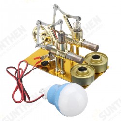 Mini Hot Air Stirling Engine Generator Double Cylinder Engine Model Mini Hot Air Stirling Engine Generator Double Cylinder Engine Model