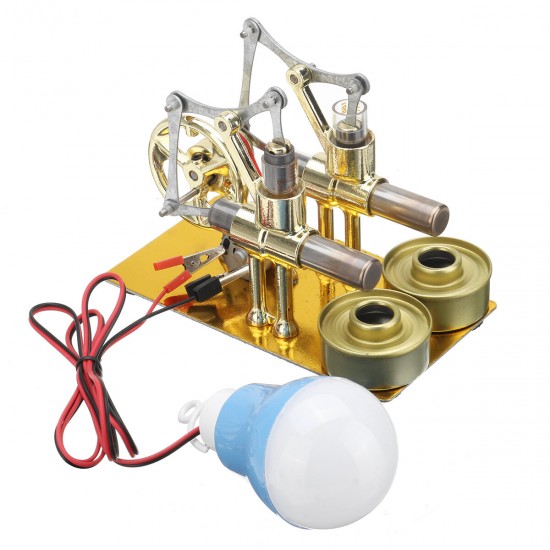 Mini Hot Air Stirling Engine Generator Double Cylinder Engine Model
