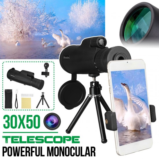 10-30x50 Powerful Monocular Long Range Zoom Pocket Spotting Telescope Fit Phone