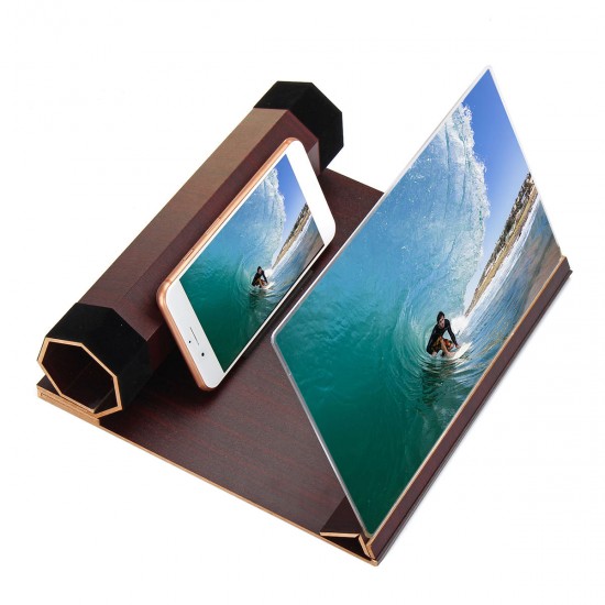 12inch 3D HD Rollable Wood Phone Screen Magnifier Video Movie Amplifier For Smart Phone