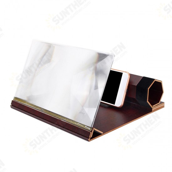 12inch 3D HD Rollable Wood Phone Screen Magnifier Video Movie Amplifier For Smart Phone