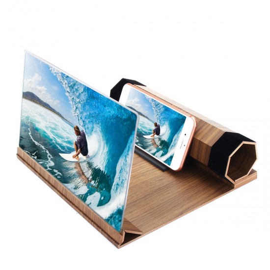 12inch 3D HD Rollable Wood Phone Screen Magnifier Video Movie Amplifier For Smart Phone