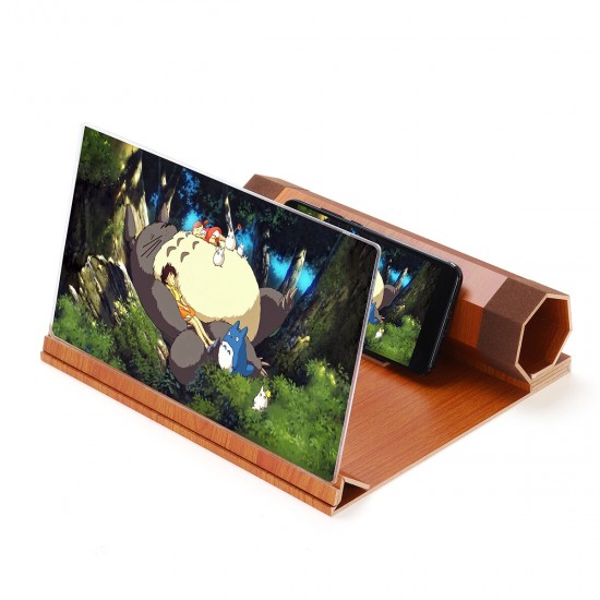 12inch Wood Rotatable 3D HD Phone Screen Magnifier Movie Video Amplifier For Smart Phone Samsung iPhone Huawei