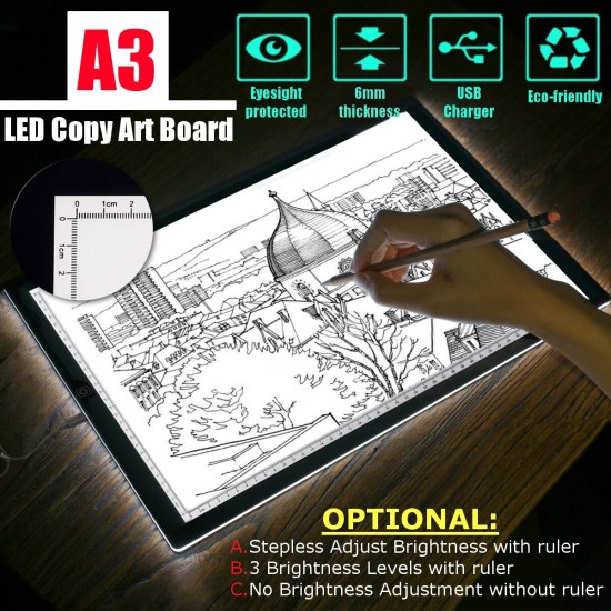 LED Tracing Light Box Board Art Tattoo A3 Drawing Pad Table Stencil Display