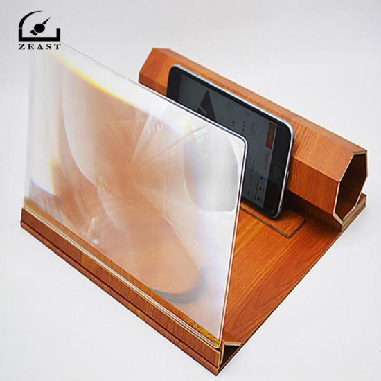Stereoscopic Amplifying 12 Inch Desktop Wood Bracket Mobile Phone Video Screen Magnifier Amplifier Phone Holder Mount