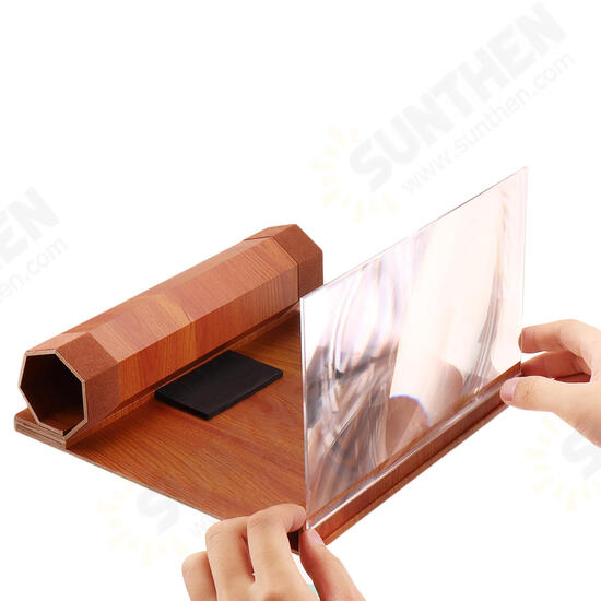 Universal 3D Phone Screen Magnifier Stereoscopic Amplifying 12 Inch Desktop Wood Bracket Phone Holder For Smartphone