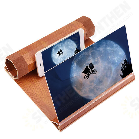 Universal 3D Phone Screen Magnifier Stereoscopic Amplifying 12 Inch Desktop Wood Bracket Phone Holder For Smartphone