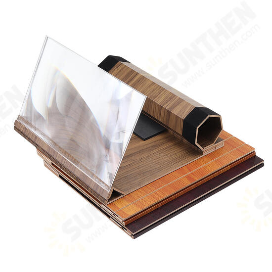 Universal 3D Phone Screen Magnifier Stereoscopic Amplifying 12 Inch Desktop Wood Bracket Phone Holder For Smartphone