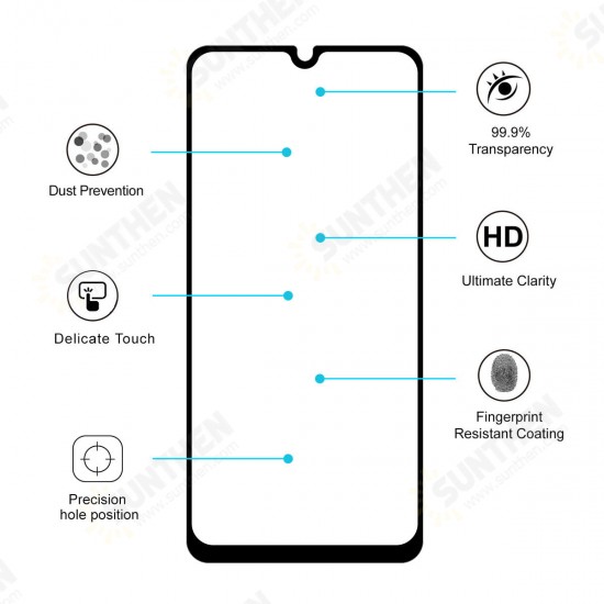 2PCS 0.26mm 9 Hardness 3D Curved Full Glue Tempered Glass Screen Protector for Xiaomi Mi A3 / Xiaomi Mi CC9e 6.088 inch Non-original