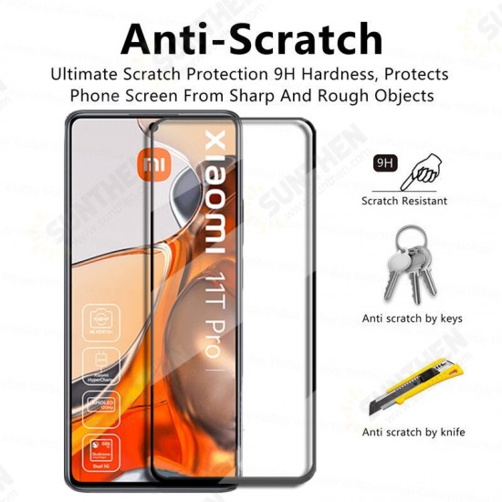 1/2/3/5Pcs For Xiaomi 11T / Xiaomi 11T Pro 5D Tempered Glass Screen Protector 9H Hardness Full Coverage Tempered Glass Fingerprint-resistant Oil-resistant Protective Film