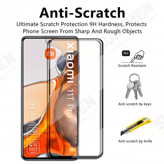 1Pcs/2Pcs/3Pcs/5Pcs For Xiaomi 11T / Xiaomi 11T Pro Screen Protector 9H Hardness Full Coverage Fingerprint-resistant Oil-resistant Explosion-proof Protective Film