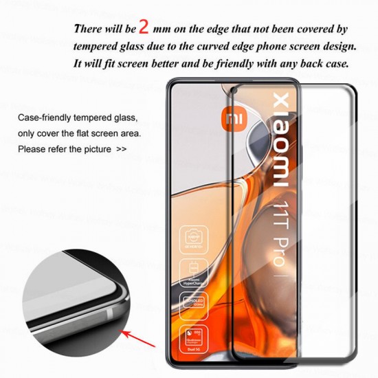 1Pcs/2Pcs/3Pcs/5Pcs For Xiaomi 11T / Xiaomi 11T Pro Screen Protector 9H Hardness Full Coverage Fingerprint-resistant Oil-resistant Explosion-proof Protective Film