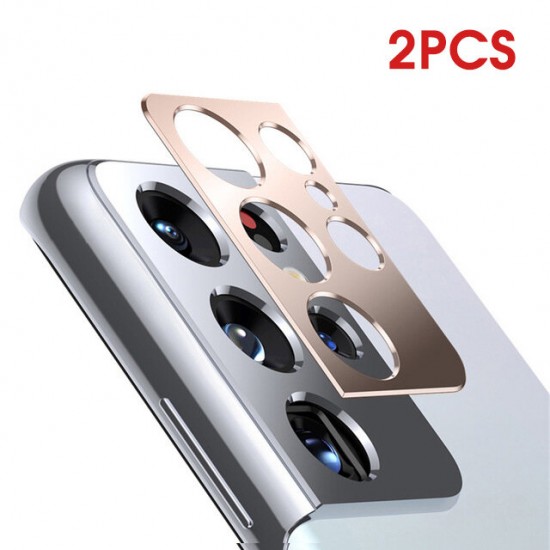 2PCS for Samsung Galaxy S21 Ultra Camera Film Golden Anti-Scratch Phone Metal Circle Ring Lens Protector