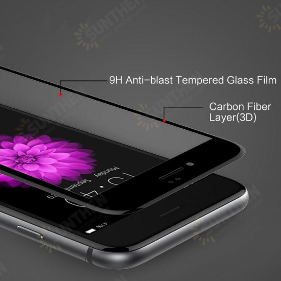 3D Soft Edge Carbon Fiber Tempered Glass Screen Protector For iPhone 7 Plus 5.5inch