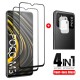 For POCO M3 Accessories 2Pcs Full Glue Anti-Explosion Tempered Glass Screen Protector + 2Pcs HD Clear Anti-Scratch Lens Protector