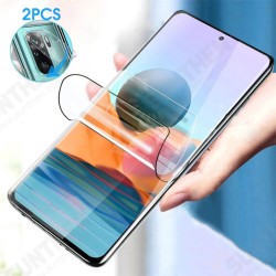For Xiaomi Redmi Note 10 Accessories Set HD Automatic-Repair Soft Hydrogel Film Screen Protector + 2Pcs HD Clear Phone Lens Protector Non-Original