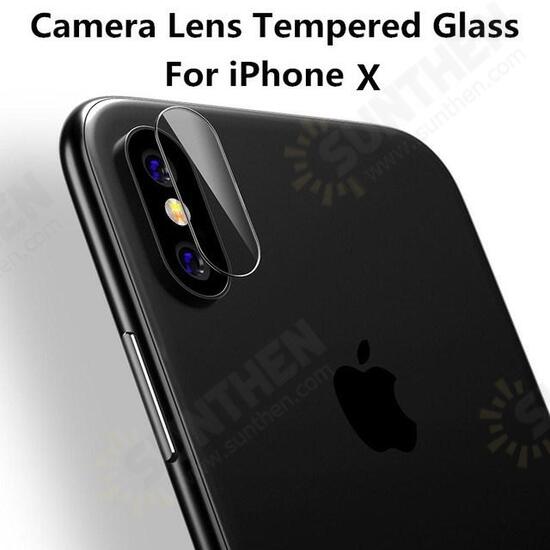 Arc Edge Back Cover Camera Lens Tempered Glass Protector Film for iPhone X