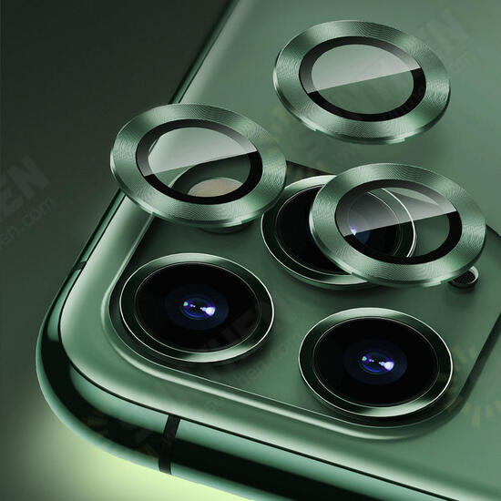 2 in 1 Tempered + Metal Circle Ring Anti-scratch Phone Lens Protector for iPhone 11 Pro / iP 11 Pro Max