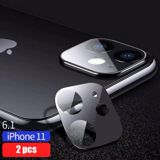 2PCS HD Clear Tempered Glass + Metal Two in One Seamless full Covering Phone Lens Protector for iPhone 11 / Pro / Pro Max