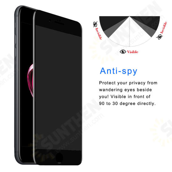 Anti Spy 3D Arc Edge 0.26mm 9H Carbon Fiber Tempered Glass Screen Protector for iPhone 6 6s