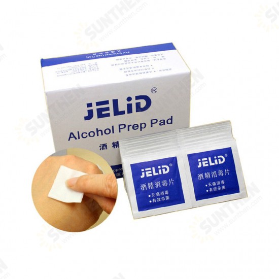 100Pcs 3*6cm 70-75% Alcohol Prep Pad Disposable Disinfection Antiseptic Clean Wipe Mobile Phone Tablet Skin Jewelry Cleaning Health Care Wet Wipes